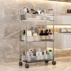 트롤리 대형 투명 이동식 선반 무빙 아크릴 트롤리 웨건 걸이형 정리함 E681-O