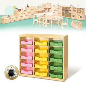 [제이큐]유치원 어린이집 원목 교리 수납 보관 바구니장