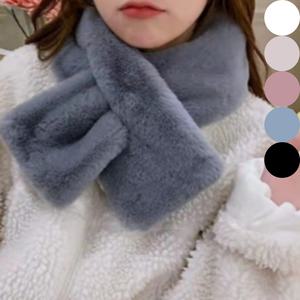 여자 토끼털 짧은  고리 머플러 목도리