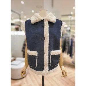 [러브앤쇼](대구신세계)배색 퍼카라 베스트 LCELGVT04