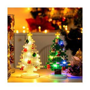 크리스마스 디폼 블록 트리 만들기 키트 LED 와이어 조명 성탄절 놀이 소품 장식 꾸미기 산타 선물