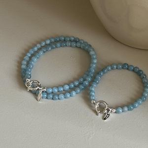 아쿠아마린 원석팔찌 925실버 천연석 목걸이 블루아쿠아 팔찌목걸이세트