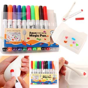 미소 아쿠아 워터 매직펜 (11색) 물에뜨는 워터펜 판박이 타투 스티커 만들기 미술놀이