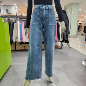 시슬리/애플아울렛/스퀘어 포켓 뒤밴딩 와이드 데님팬츠 SADPA1511