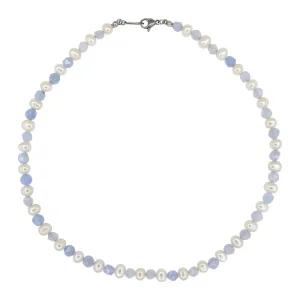 아쿠아마린 담수 진주 목걸이 써지컬 천연 원석 비즈 하늘색 6mm