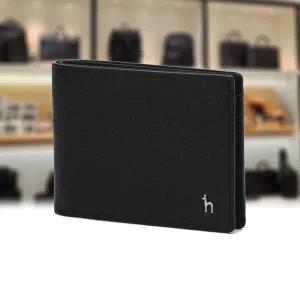 [헤지스](대전신세계)[GOLDEN LANE] 블랙 음각패턴 소가죽 슬림 반지갑 HJWA5E571BK