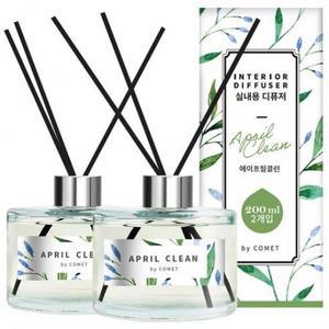 코멧 디퓨저 200ml 2개 + 섬유스틱 10개 세트 에이프릴 클린