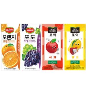 롯데 델몬트 드링크 190ml 오렌지 포도+미닛메이드 조이 195ml 망고 사과 각 8팩 총32팩