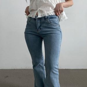 여자 세미 롱 부츠컷 골반청바지 연청바지 연청데님진