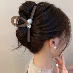 무광집게핀 진주 구슬 빅사이즈 꼬임 큐빅머리핀