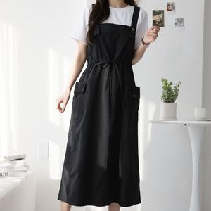 [다잇템] 여자 스트랩 멜빵원피스 주머니 나일론 휴가룩 롱원피스