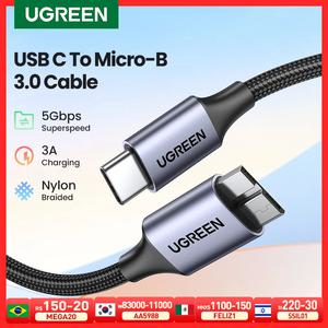 Ugreen-USB C to Micro B 3.0 케이블 5Gbps 3A 호환 맥북 하드 드라이브 디스크고속 데이터 동기화 코드 HD