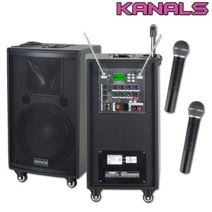 EG-410 카날스 충전식 앰프 400W, 2채널 마이크, 블루투스, USB, 에코 녹음