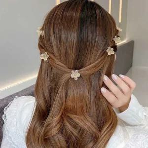 아크릴 웨딩 플라워 미니 잔머리 고정 앞머리뽕 집게핀