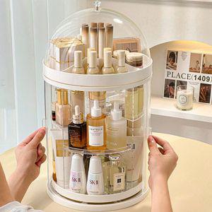 회전 정리대 선반 정리함 케이스 화장품 아크릴 보관 뚜껑 스킨케어 상자 대용량 보관함