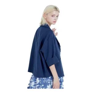 [후스타일][다니엘에스떼] 루즈핏 프린지 트위드 자켓 네이비