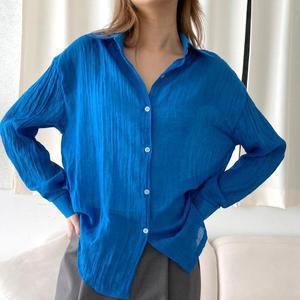 여자 여릅 커버업 아사남방 시스루 루즈핏 셔츠