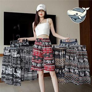 [오노마] ONM 여름 코끼리패턴 4부 편안한 통바지 트렌디