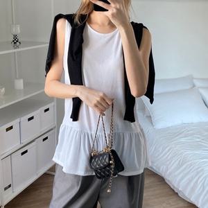 여성 무지 레이어드 롱 프릴 나시 민소매 -WSL0041- 봄 여름