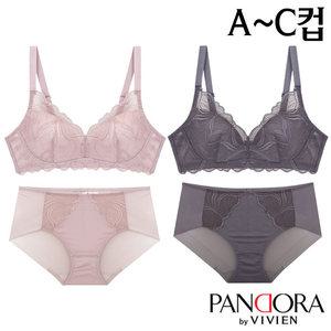 [판도라by비비안]A~C컵 풀레이스 노와이어 몰드브라팬티2종(PB7168)75A-90C