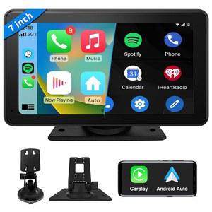 애플 카플레이 화면과 호환되는 AWESSAFE, 7인치 오디오 무선 블루투스 스테레오 안드로이드 자동차 HD 터치스크린, 수신기 탑재된 오토, 휴대용 링크 내비게이션이 미러 제어 GPS 음성