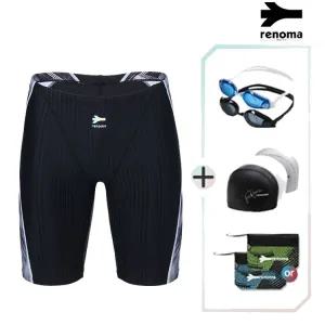 [롯데백화점]레노마 남성 4부 실내 수영복수경수모세트 MS2F806SET_BK