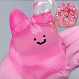 핑크 버블 토끼 풍선 투명 말랑이 손바닥 찐득이 볼