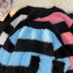 남녀공용 겨울 커플 앙고라 모헤어 오버핏 니트 3컬러