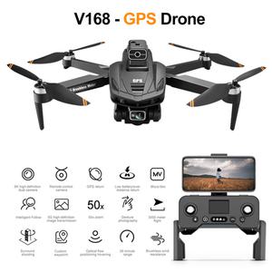 낚시드론 V168 GPS 드론 Professinal 3 카메라 8K 광각 광학 4 방향 장애물 회피 RC Quadcopter Brushless