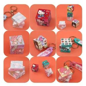 산리오 캐릭터즈 큐브 키링 쿠로미 시나모롤 마이멜로디 헬로키티 택 1개 캐릭터터 가방걸이 가방장식 선물 캐릭터