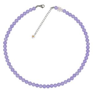 채운옥 목걸이 써지컬 천연 원석 비즈 보라색 6mm