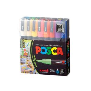 유니 포스카 PC-3M 16C 16색세트 선명한색감 수성마커