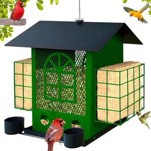 야외용 cnsmak 금속 새 모이통 큰 씨앗 용량의 다람쥐 방지 매달기 더블 스위트 케이지 케이크 및 물 야외 파티오 마당 정원 장식용 핀치