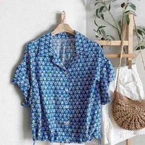 [다잇템] 여성 플라워패턴 반소매 밑단 빅사이즈 블라우스 스트링_21549782_588872