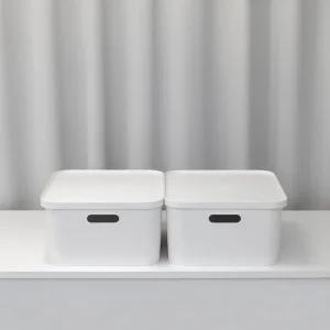 국내제작 엔드세이브 손잡이 뚜껑 수납정리함 M 2개 리빙박스 옷 소품박스 팬트리 수납함