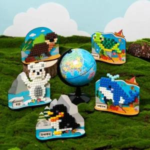 [오피스스쿨] 민화샵 디폼블럭 MDF 멸종 위기 동물 (5종택1) DIY 끼우는블럭도안 조립완구 환경교육  픽셀블럭