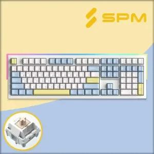 SPM 몽돌 키보드 PL108W 목새 풀배열 베이비블루 저소음 목새축