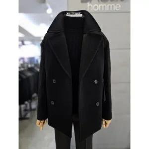 [바쏘옴므] 세이브존03 바쏘옴므 남성 더블 블랙 울 피코트 WSAGY4CD37A (S39388542)