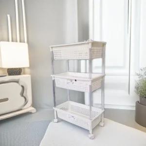 코스모스 다용도 이동식 선반 3단 수납 트롤리 수납장 바퀴달린 수납장 공간활용 바구니