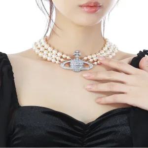 25SS  쓰리 로우 펄 바스 초커 목걸이 63030007 02P127 CN