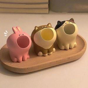 연필꽂이 귀여운 펜꽂이 펜 스탠드 휴대용 송진 책상 정리정돈 공룡 돌고래 펭귄 고양이 개 토끼 모양