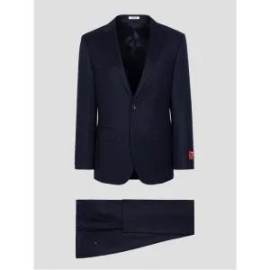REDA 울 캐시미어 솔리드 레귤러 핏 수트 세트 - 네이비 (PS00135781R)