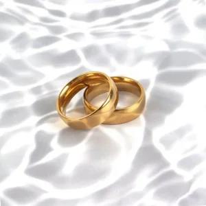 [오노마] ONM 여자 써지컬스틸 금색 민자 반지 우정 티타늄 소