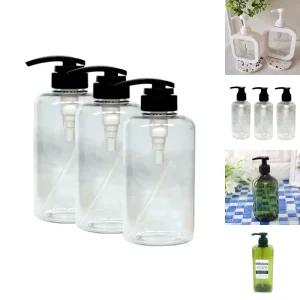 펌프용기500 3매 1세트/펌프용기/펌프/용기/리필/빈용기/소분/세제/통/욕실/주방/샴푸/공병/물비누/투명