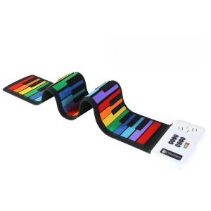 피아노 건반 롤업 레인보우 접이식 전자 컬러 핸드롤 소프트 연습용 휴대용