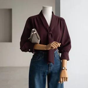 (안나앤플러스) 힐리 타이 블라우스[셔츠DDJ57] 빅사이즈