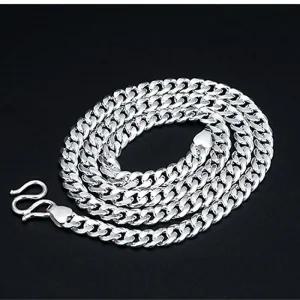 S925 순은남성목걸이 스털링 실버 순수 두꺼운 말 채찍 체인 힙합 축구 체인 관부과세포함