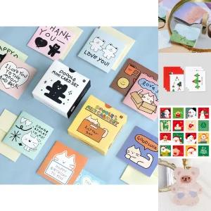 두들 미니 카드 세트/생일/패드/편지지/메세지/크리스마스/무지/감사/봉투/일반/편지/메모/엽서/축하