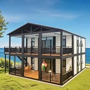 현대식 2층 확장형 컨테이너 하우스, 내구성 있는 40피트 모듈식 조립식 이동식 소형 주택, 할머니 방