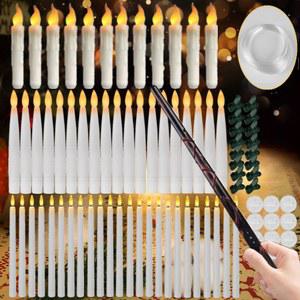 led 촛대 촛불 양초 캔들 마술 지팡이 원격 제어로 부동 크리스마스/웨딩/파티 프로포즈 따뜻한 빛 가짜 초 테이퍼 흔들리는